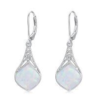 wholesale 925 Sterling Silver Teardrop Drop Earrings Wholesale With Celtic Knots-Opal