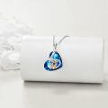 wholesale 925 Sterling Silver I Love You Mom Heart Pendant Necklace Blue Crystal Rose Gold-0-3