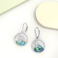 wholesale 925 Sterling Silver Abalone Shell Mountain Cross Dangle Earrings Religious Jewelry for Women Gifts 4cm Long-0-3