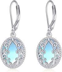 wholesale 925 Sterling Silver Celtic Teardrop Filigree Earrings Jewelry Gifts for Women-Moonstone Oval Earrings