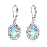 wholesale 925 Sterling Silver Celtic Teardrop Filigree Earrings Jewelry Gifts for Women-Moonstone Oval Earrings