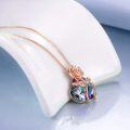 wholesale 925 Sterling Silver Blue & Purple Austrian Crystal Rose Pendant Necklaces for Women Gifts-0-1