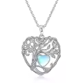 TOUPOP Sterling Silver Moonstone Tree Of Life Pendant Necklace-0-0