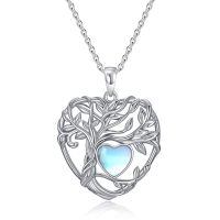 TOUPOP Sterling Silver Moonstone Tree Of Life Pendant Necklace-undefined