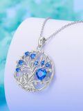 wholesale 925 Sterling Silver Tree Of Life Pendant With Blue Sapphire And Heart-0-1