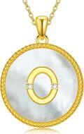 wholesale Gold 925 Sterling Silver Mother of Pearl Initial O Pendant Necklace for Women-0-0