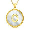 wholesale Gold 925 Sterling Silver Mother of Pearl Initial O Pendant Necklace for Women-0-0