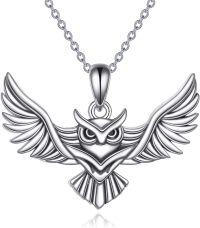 wholesale 925 Sterling Silver Owl Pendant Necklace with Gemstone for Women s-owl