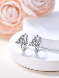 wholesale 925 Sterling Silver Triquetra Trinity Knot Studs with Cubic Zirconia - Irish Celtic  for Her-0-4