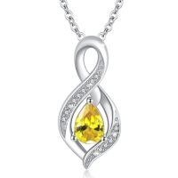 wholesale 925 Sterling Silver Infinity Birthstone Teardrop Pendant Necklace for Women-November