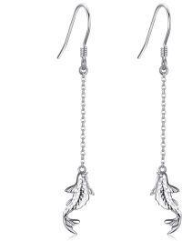 wholesale 925 Sterling Silver Fish Shape Long Chain Drop Earrings for Women-Koi Fish 2