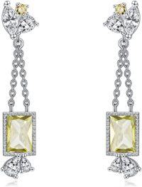 wholesale 925 Sterling Silver Emerald Birthstone Dangle Earrings for Women-Nov.-Citrine