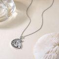 wholesale 925 Sterling Silver Moon and Owl Pendant Necklace for Women Girls-0-3
