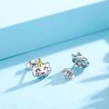 wholesale 925 Sterling Silver Unicorn Stud Hoop Earrings for Girls Women Kids  3D Cute Cartoon Design with Gold Horn and Pink Cheeks-0-1