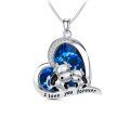 wholesale 925 Sterling Silver Heart Cow Pendant With Blue Crystals And Engraved Message-0-0
