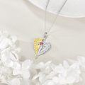 wholesale 925 Sterling Silver Angel Wings & Red Crystal Heart Pendant Necklace - Memorial Sympathy Jewelry for Women-0-3