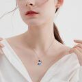 wholesale 925 Sterling Silver Adorable Penguin Pendant With Blue Heart Crystal Necklace Gift-0-1