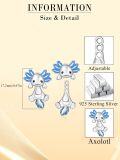 wholesale 925 Sterling Silver Axolotl Stud Earrings for Women - Blue Enamel Accents-0-5