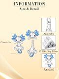 wholesale 925 Sterling Silver Axolotl Stud Earrings for Women - Blue Enamel Accents-0-5