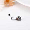 wholesale S925 Sterling Silver Skull Belly Button Ring with Heart-Shaped Zircon – Dark Rebel Jewelry for Women-0-3