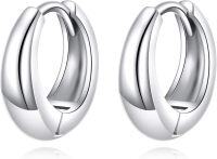 wholesale 925 Sterling Silver 15mm Huggie Hoop Earrings Minimalist s for Women-Silver