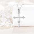wholesale 925 Sterling Silver Cubic Zirconia-Cut Cross Pendant Necklace for Women and Men-0-5