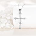 wholesale 925 Sterling Silver Cubic Zirconia-Cut Cross Pendant Necklace for Women and Men-0-5