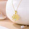 wholesale 14K Gold Lotus OM Flower Necklace with Crystal Pendant for Women and Girls Yoga Gift-0-4