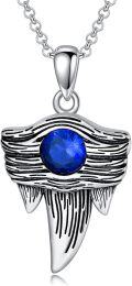 wholesale 925 Sterling Silver Metal Shark Tooth Blue Crystal Pendant Necklace for Women and Men - Valentines Gift Idea-0-0