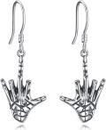 wholesale 925 Sterling Silver Middle Finger Dangle Earrings Punk Rock Statement  for Her-0-0