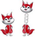 wholesale 925 Sterling Silver Red Fox Stud Earrings - Adorable Animal  for Her-0-0