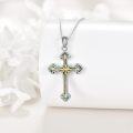 wholesale 925 Sterling Silver Abalone Shell Inlay Gold Plated Cross Pendant Necklace-0-3