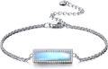 wholesale 925 Sterling Silver Blue Stone Rectangle Charm Anklet Jewelry for Women-0-0