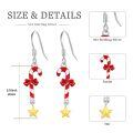 wholesale 925 Sterling Silver Candy Cane Dangle Earrings With Gold Star-0-3