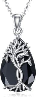 wholesale 925 Sterling Silver Black Tourmaline Tree of Life Pendant Necklace Celtic s for Women Girls-0-0