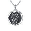 wholesale 925 Sterling Silver Saint Michael Pendant Necklace  with Black Enamel and Crosses-0-0