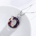 wholesale 925 Sterling Silver Multicolor Crystal Hummingbird Flower Pendant Necklace for Women-0-4