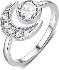 wholesale 925 Sterling Silver Moonstone Birthstone Rings for Women Adjustable Open Ring Gift for Wife Mom Daughter-april birthstone