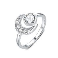 wholesale 925 Sterling Silver Moon And Stars Rings Wholesale With Amethyst And Clear Crystals Elegant Open Band Design-april birthstone