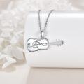 wholesale 925 Sterling Silver Guitar & Treble Clef Infinity Symbol Pendant Necklace for Women Girls - Music Theme Jewelry with 45cm Chain Length-0-4