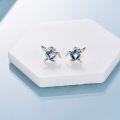 wholesale 925 Sterling Silver Turtle Heart Blue Crystal Stud Earrings for Women-0-2