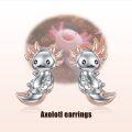 wholesale 925 Sterling Silver Axolotl Stud Earrings - Adorable Cartoon Fish  for Girls and Women-0-4