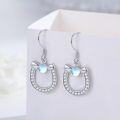 wholesale 925 Sterling Silver Turquoise Opal Moonstone Horseshoe Drop Earrings-0-1