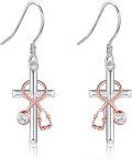 wholesale 925 Sterling Silver Cross Stethoscope Dangle Earrings for Nurses and Artists-0-0