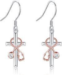 wholesale 925 Sterling Silver Cross Stethoscope Dangle Earrings for Nurses and Artists-Nurse