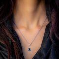 wholesale 925 Sterling Silver Blue Enamel Ocean Wave Whale Tail Pendant Necklace for Women-0-3