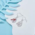 wholesale 925 Sterling Silver 925 Red Cardinal & Flower Teardrop Dangle Earrings - Mother's Day Gift for Her-0-5
