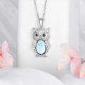wholesale  Sterling Silver Lapis Turquoise Malachite Larimar Opal Owl Necklace Gift -0-1