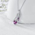 wholesale 925 Sterling Silver Purple Crystal Feather Pendant Necklace s for Women-0-1