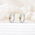 wholesale 925 Sterling Silver Bee Daisy Flower Huggie Hoop Earrings for Women-0-1